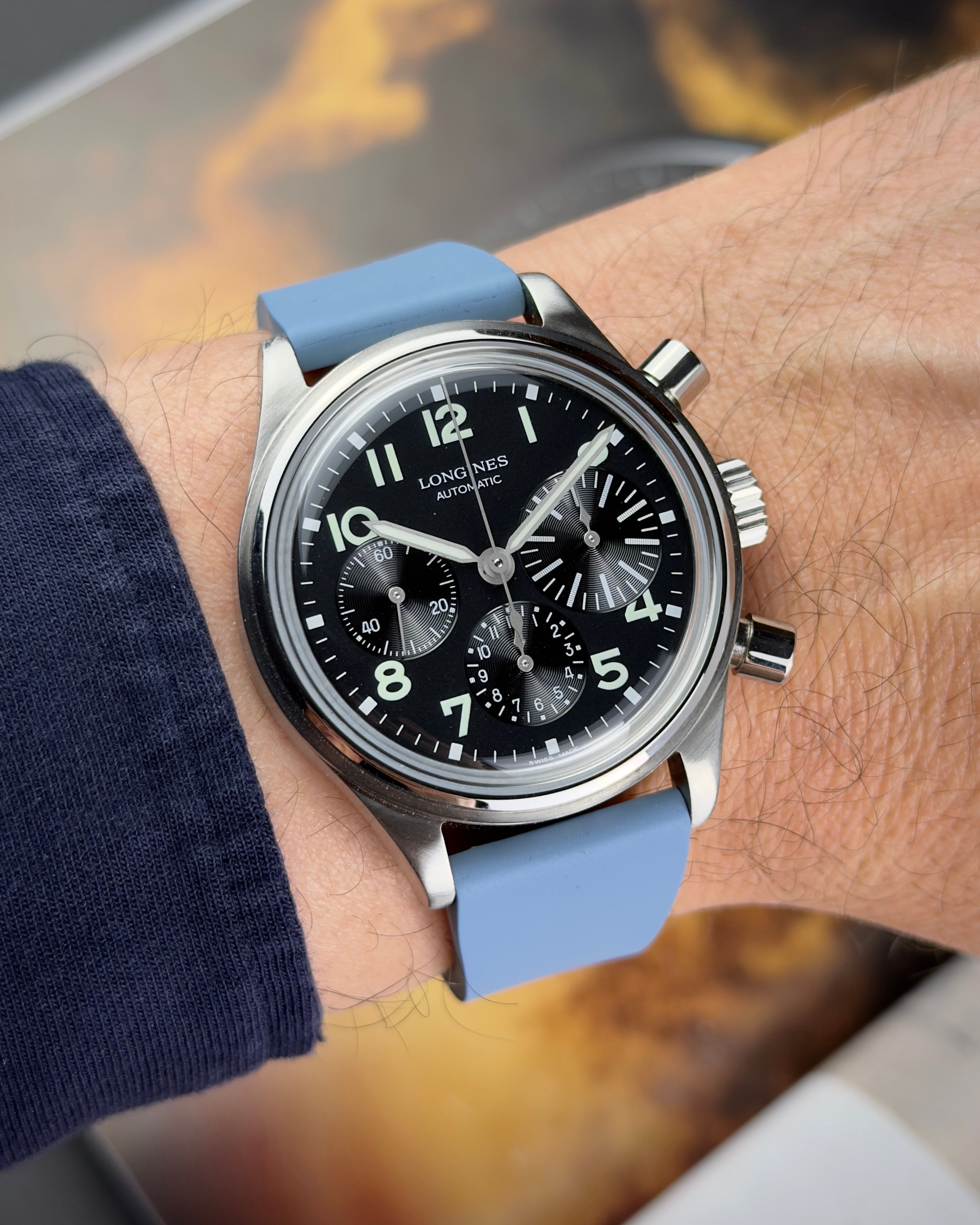 CTS | CUT-TO-SIZE FKM RUBBER WATCH STRAP BABY BLUE