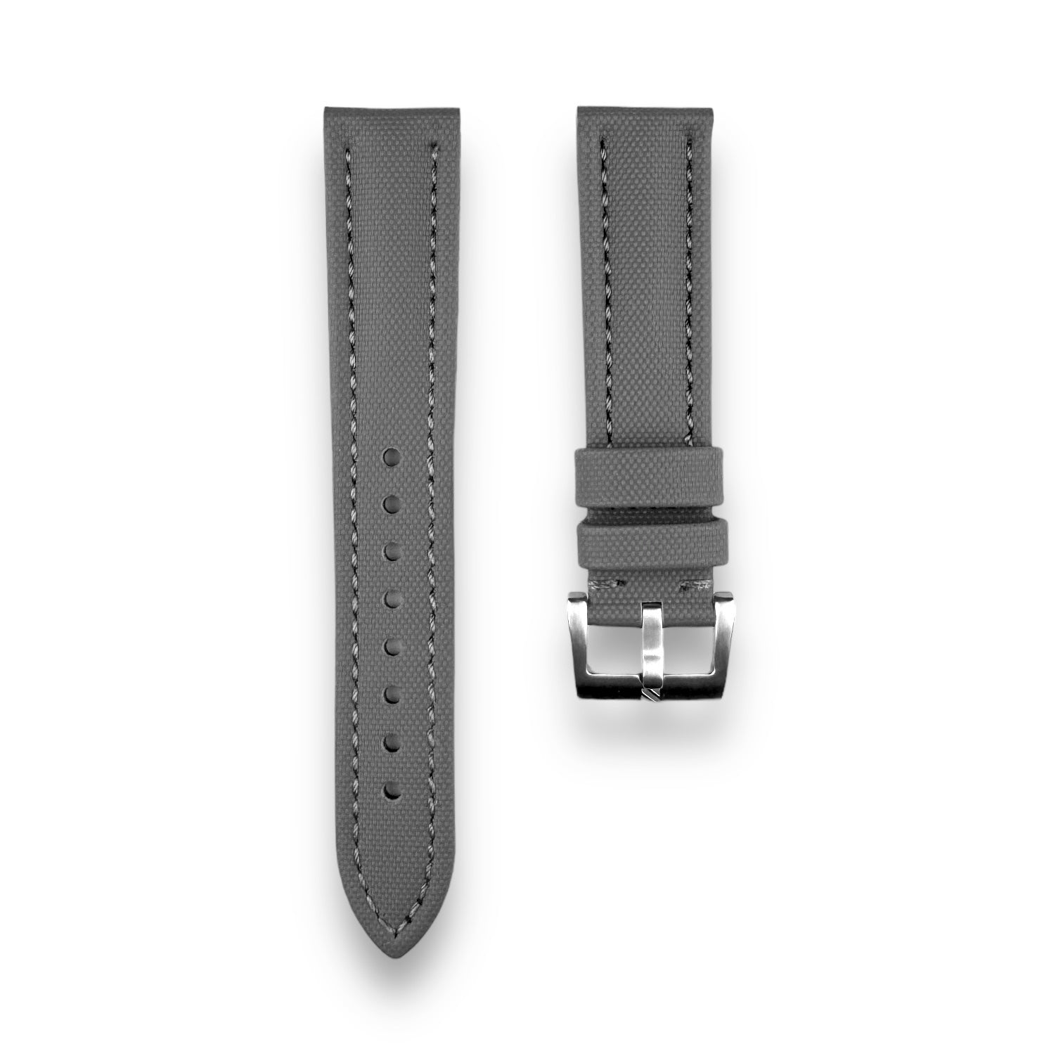 Classic Grey Sailcloth Watch Strap With Grey Stitching