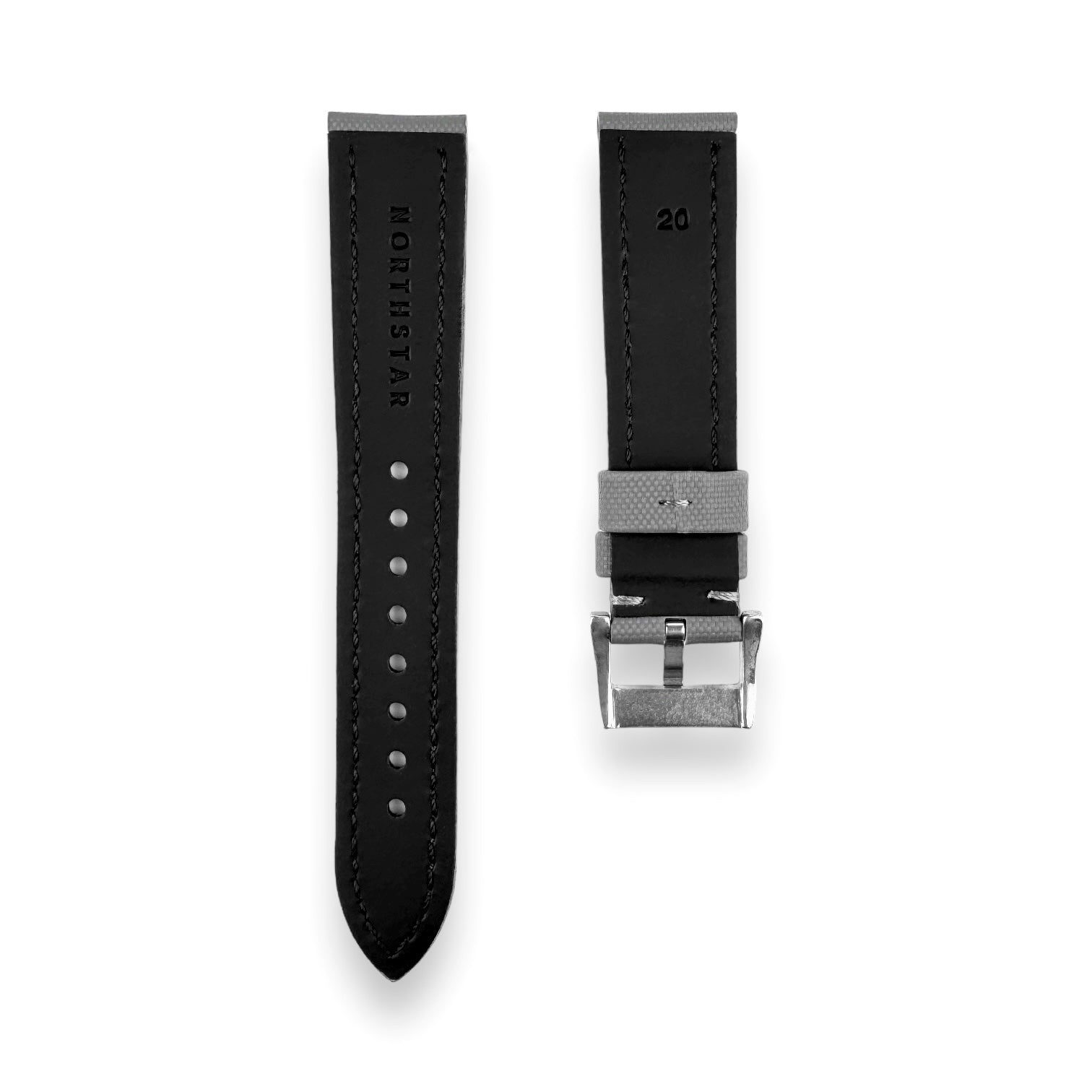 Classic Grey Sailcloth Watch Strap With Grey Stitching