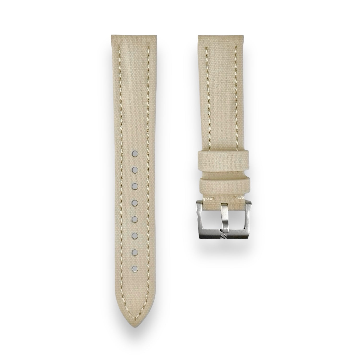 Classic Beige Sand Sailcloth Watch Strap With Beige Stitching